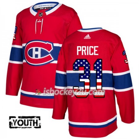 Børn NHL Montreal Canadiens Trøje Carey Price 31 Adidas 2017-2018 Rød USA Flag Fashion Authentic